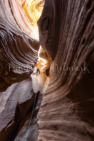 My son on rappel in Dunham Slot near Escalante, UT
